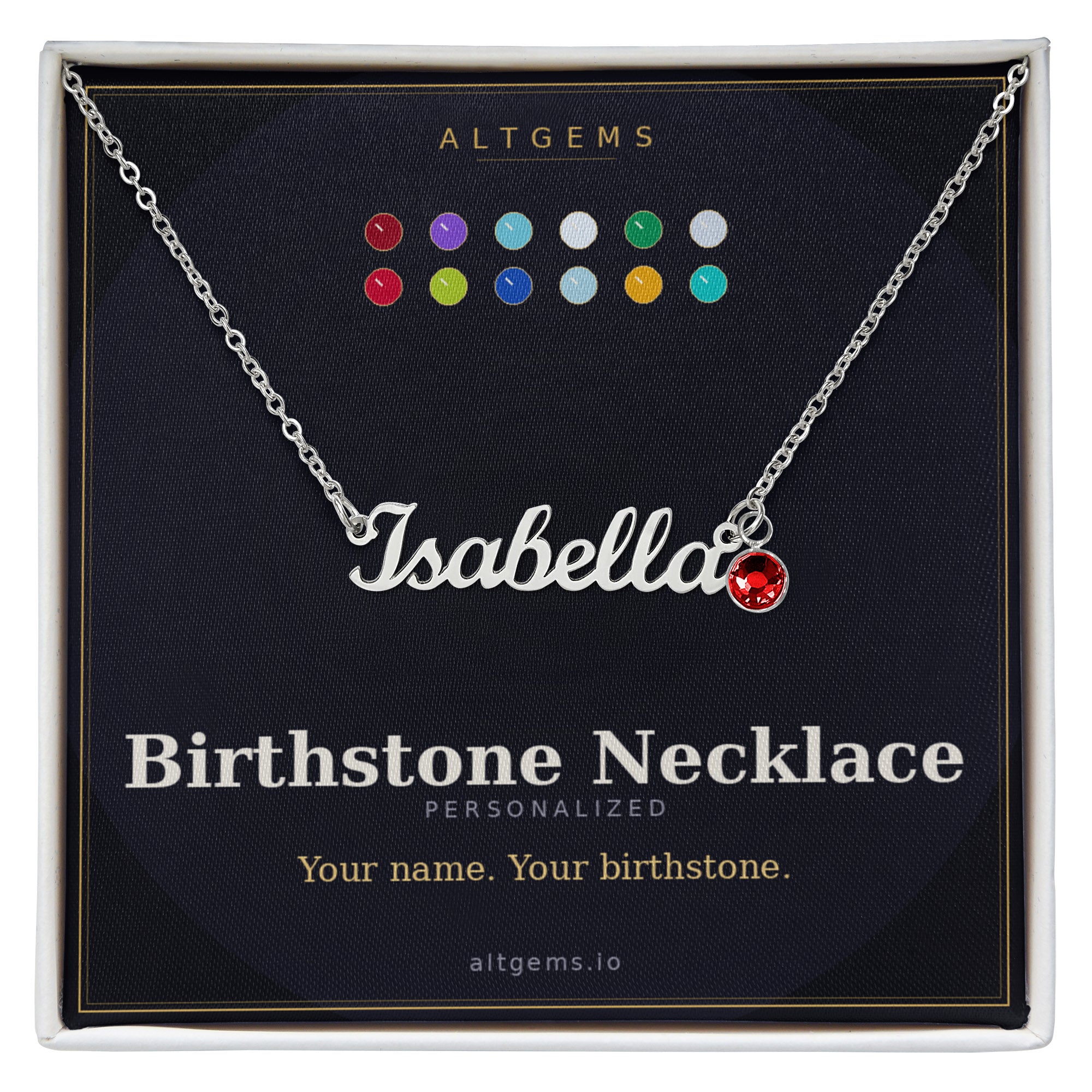 Personalized Birthstone Name Necklace - Choose Your Stone