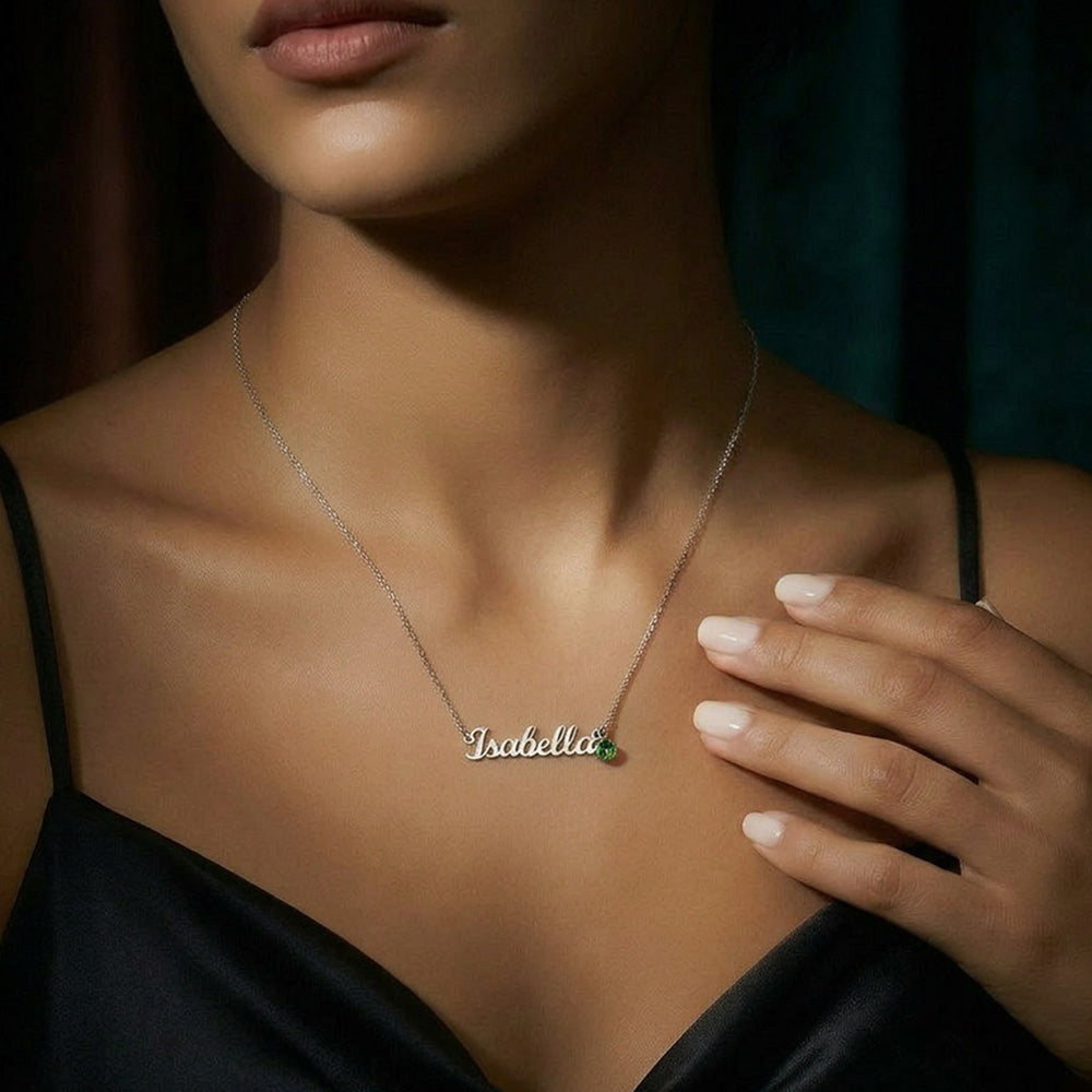 Personalized Birthstone Name Necklace - Choose Your Stone