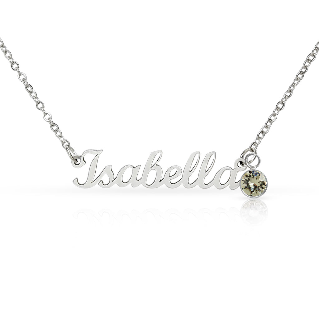 Personalized Birthstone Name Necklace - Choose Your Stone