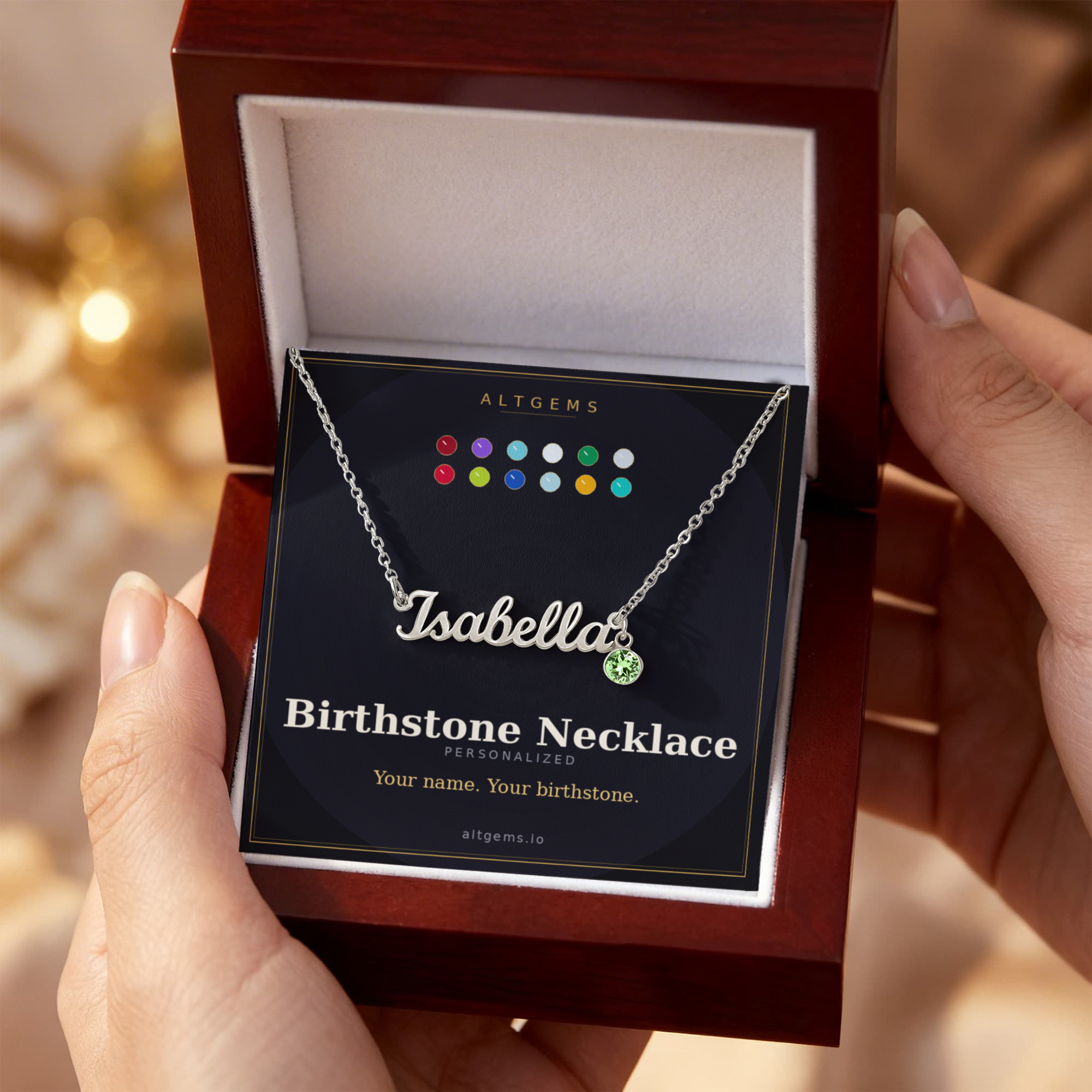 Personalized Birthstone Name Necklace - Choose Your Stone
