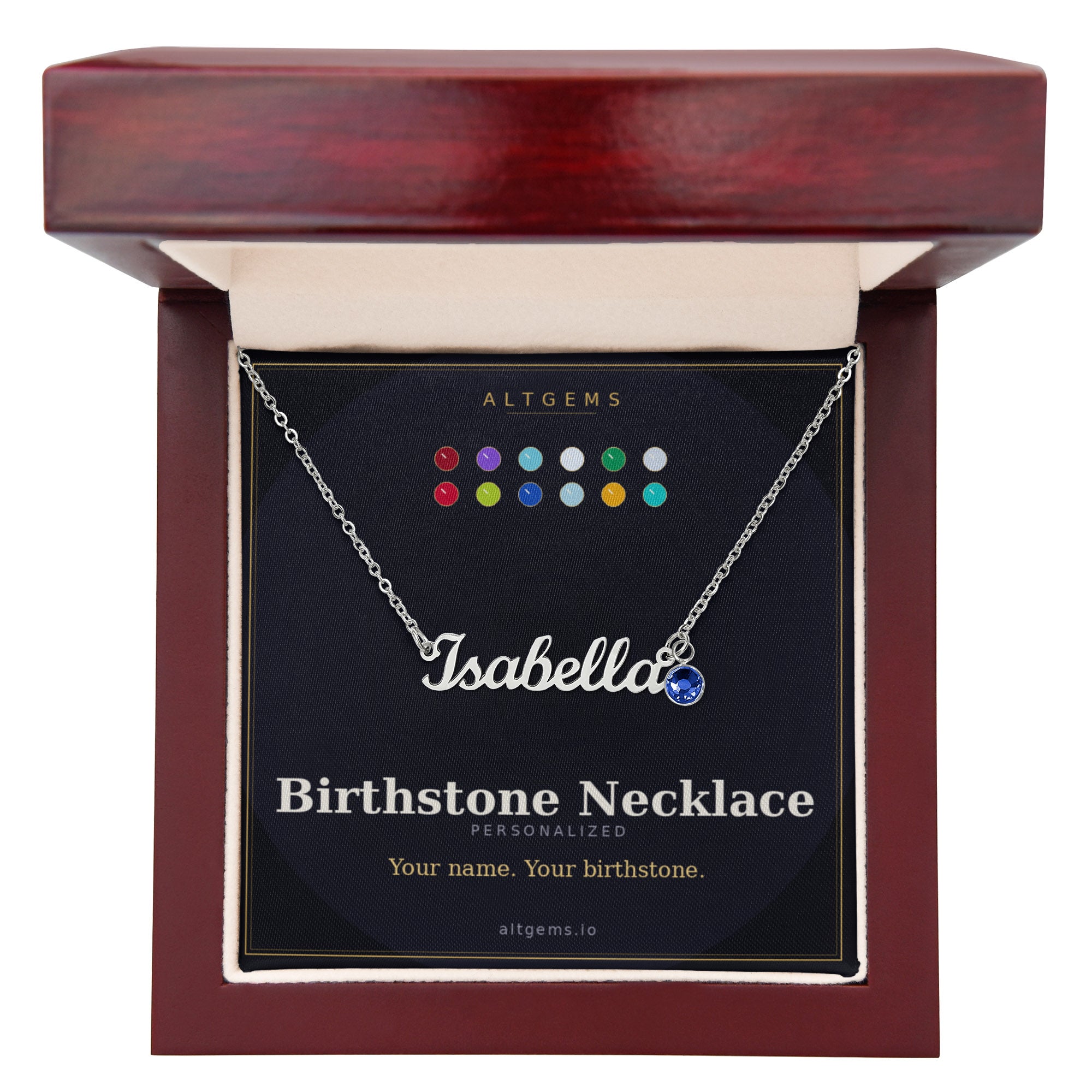 Personalized Birthstone Name Necklace - Choose Your Stone