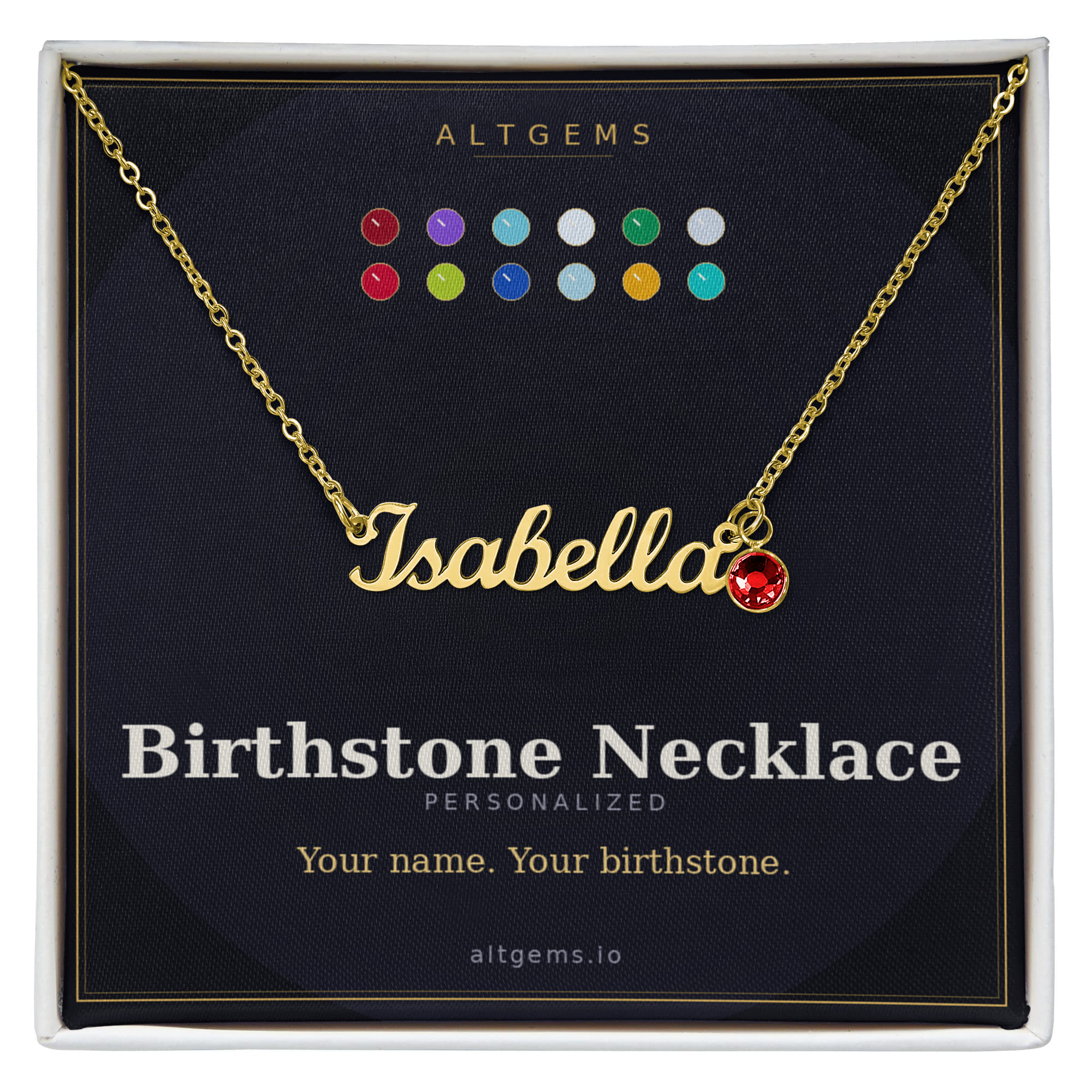 Personalized Birthstone Name Necklace - Choose Your Stone