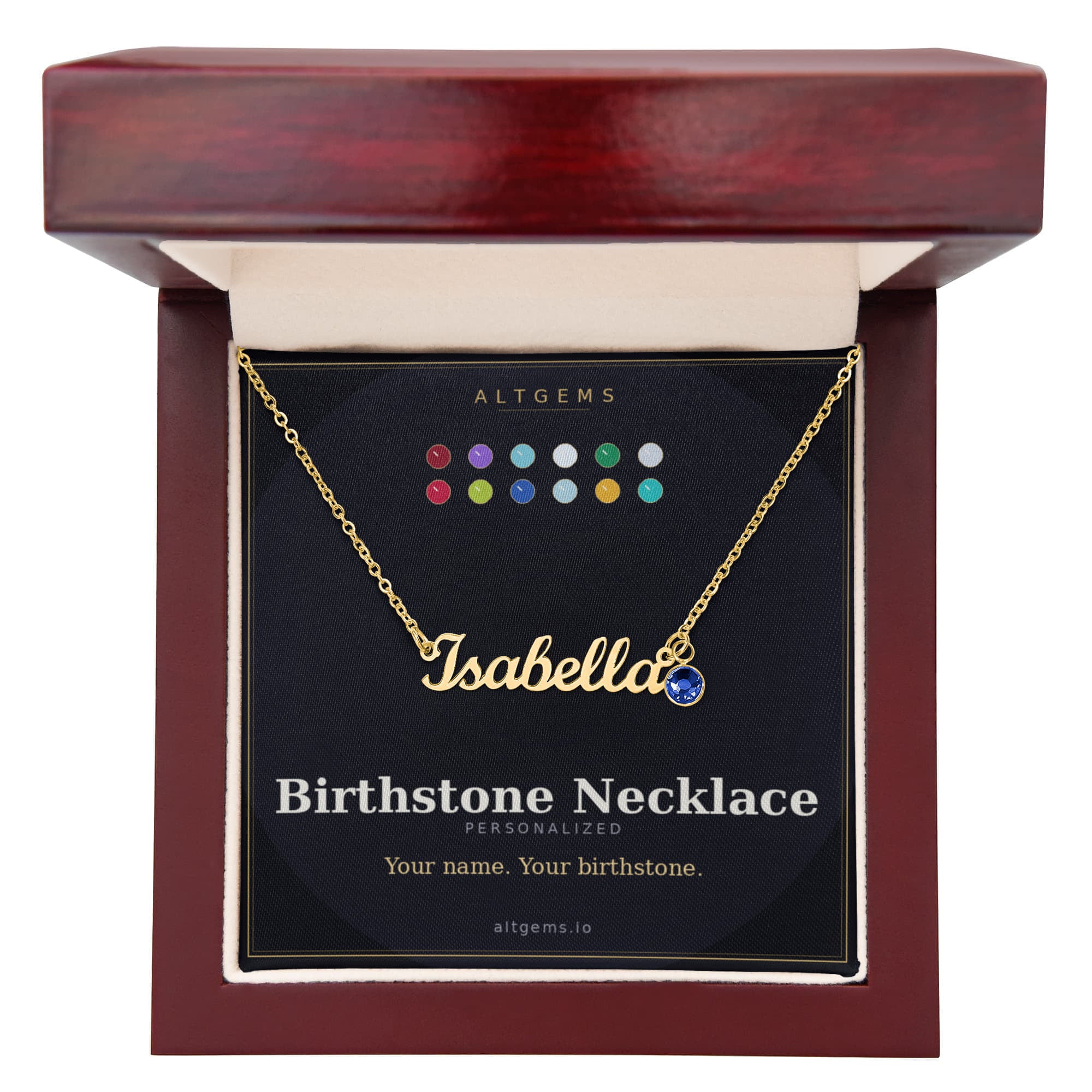 Personalized Birthstone Name Necklace - Choose Your Stone
